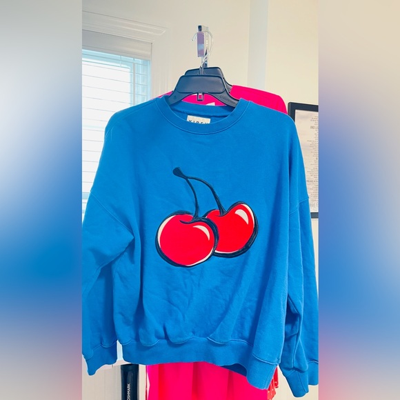 Kirsh Tops - Kirsh Blue Sweatshirt with Cherry Design size 1